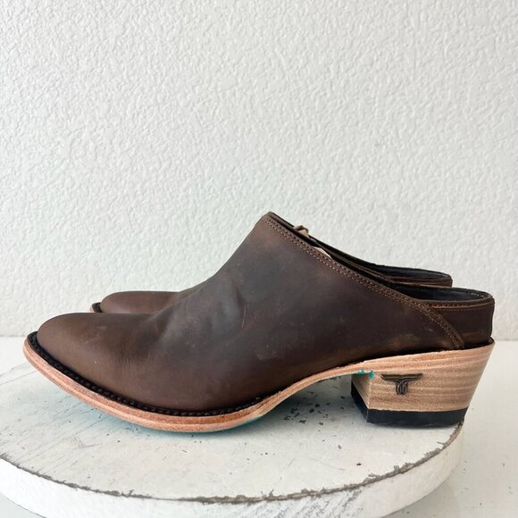 Lane Plain Jane Mule Womens 9 Brown Leather Cowboy Boots Short Western Cowgirl - Picture 4 of 13